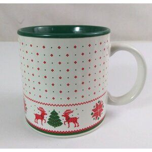 Vintage Potpourri Press Christmas Trees & Reindeer 3.5" Coffee Cup Japan